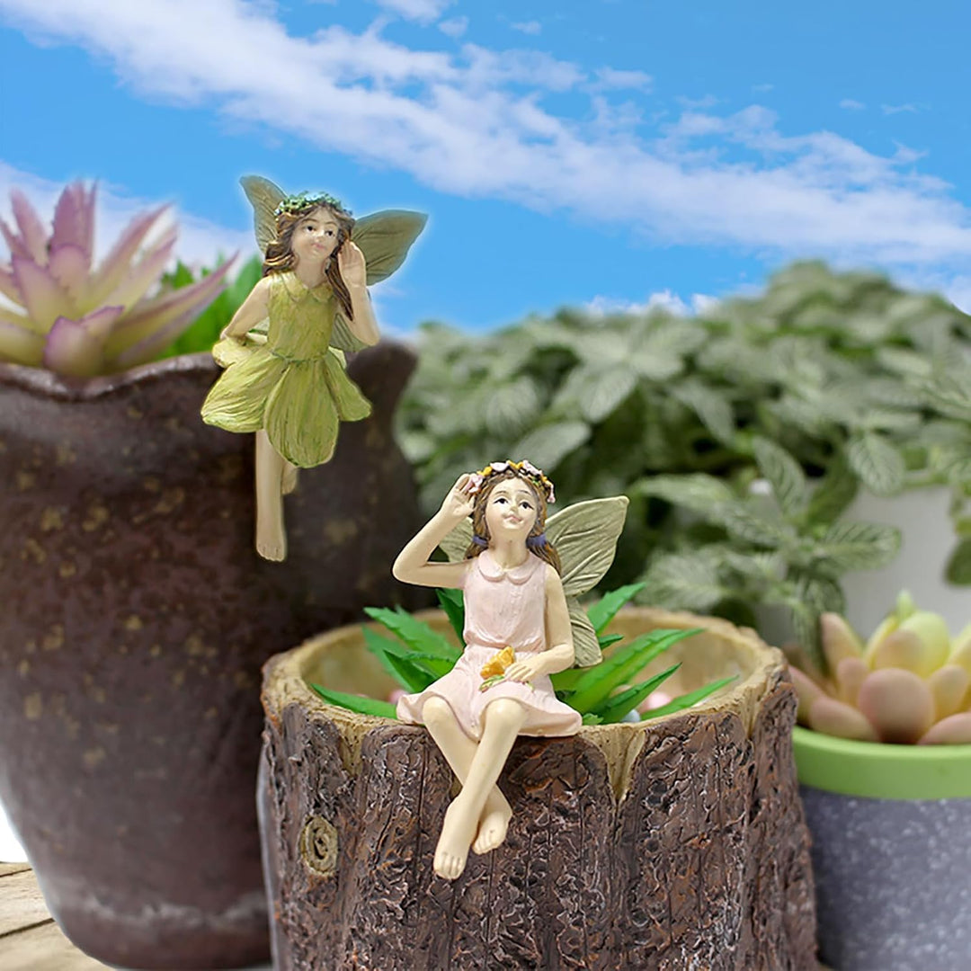KOCNYDEY Elfen Figuren Garten Feengarten Zubehör Wichtel Figuren Miniatur Garten Feen Dekor Feenflüg