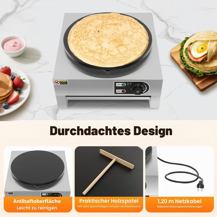 3000 W Crêpe-Maker, Crêpe-Eisen, Crêpe-Pfanne, Pfannkuchen-Maker, emailliertes beschichtetes Gusseis