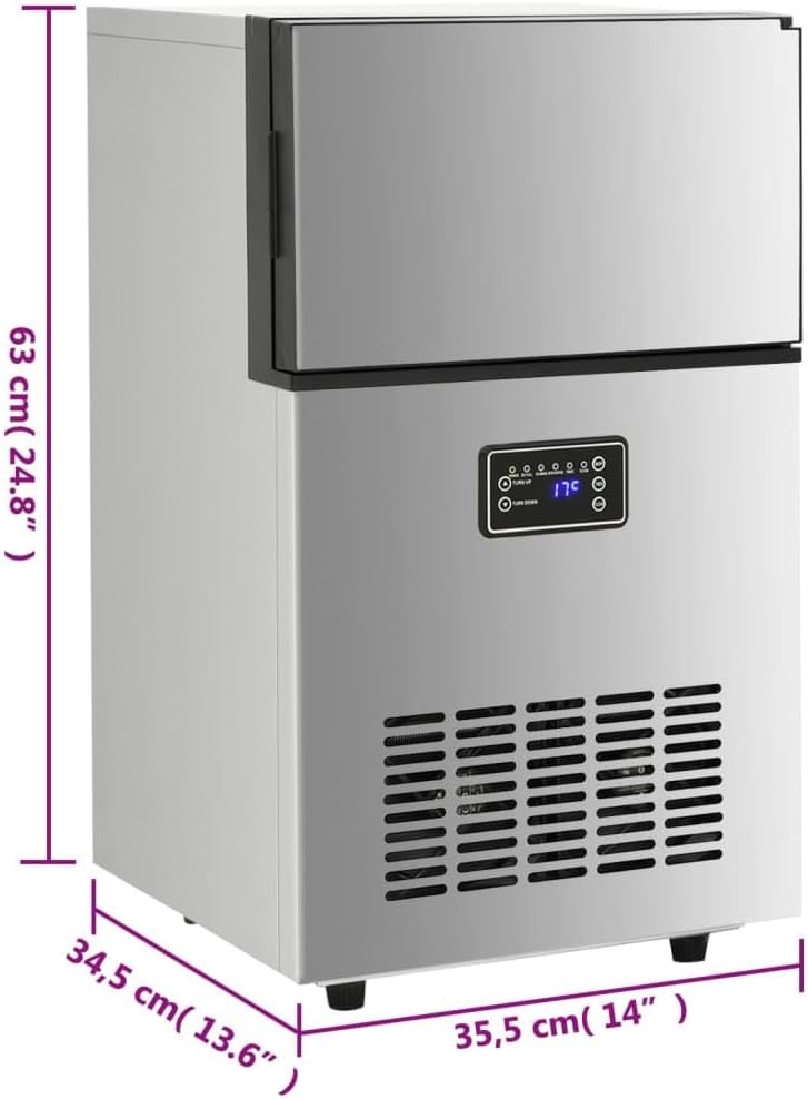 vidaXL Eiswürfelmaschine Silbern 45 kg / 24 h