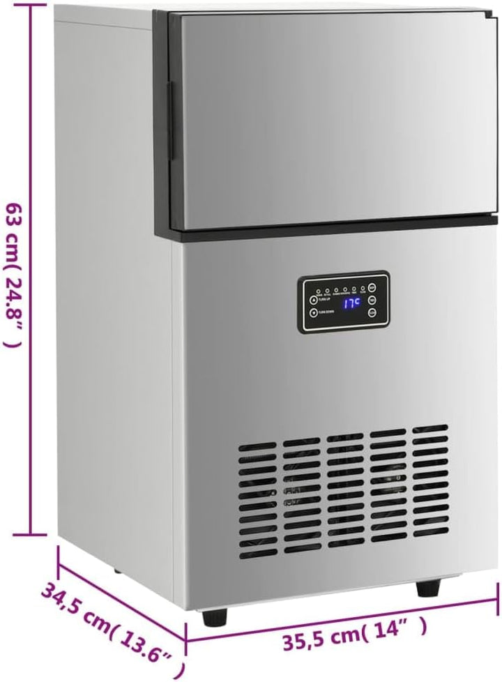 vidaXL Eiswürfelmaschine Silbern 45 kg / 24 h