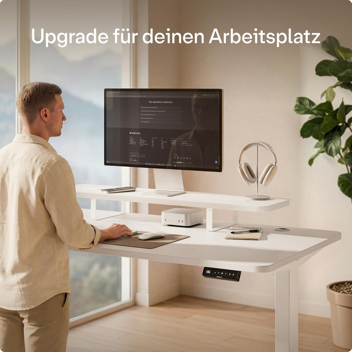 Desktronic Monitorstaender – Ergonomische Monitorerhoehung, 114 x 28 x 12,8 cm, 30 kg, 1-2 Monitore,