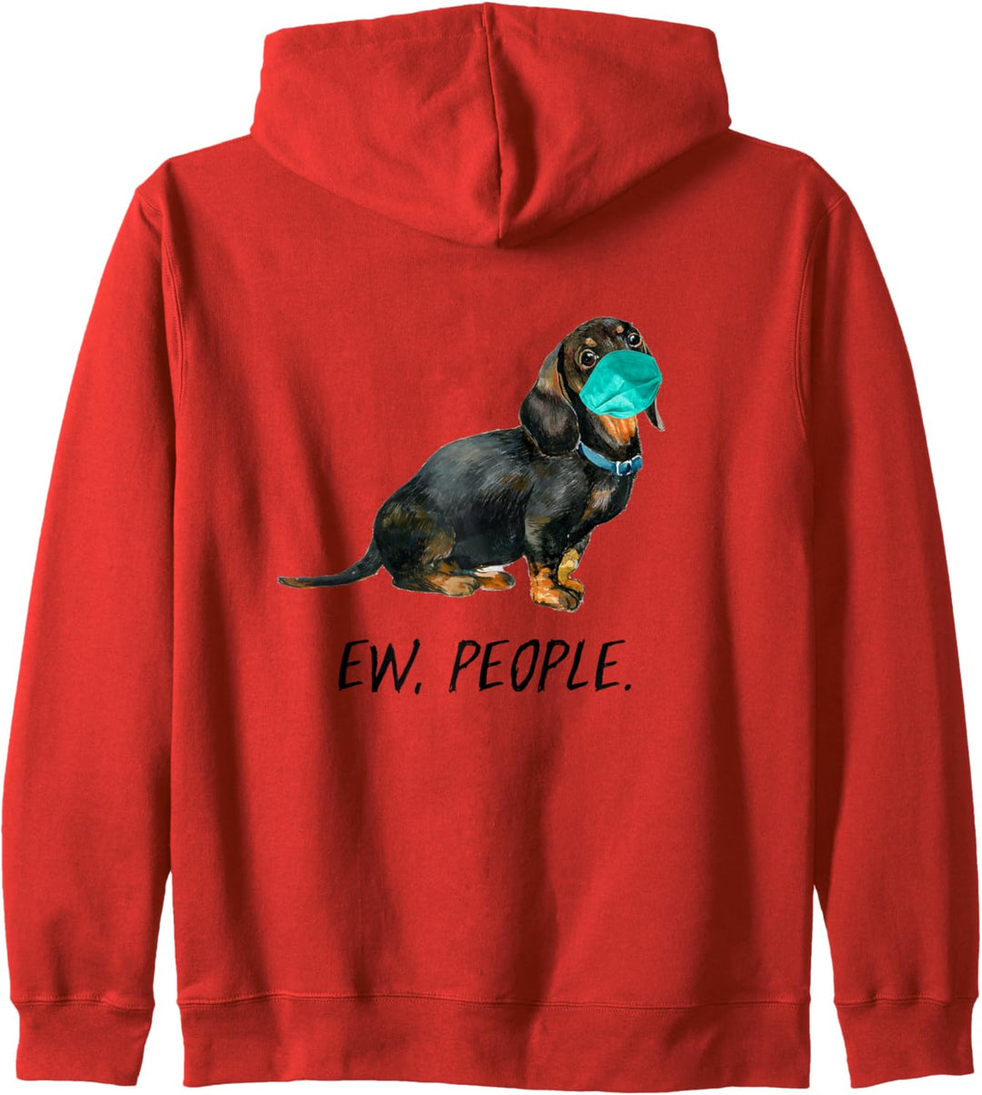 DACKEL mit Gesichtsmaske Mundschutz Hund EW PEOPLE Kapuzenjacke