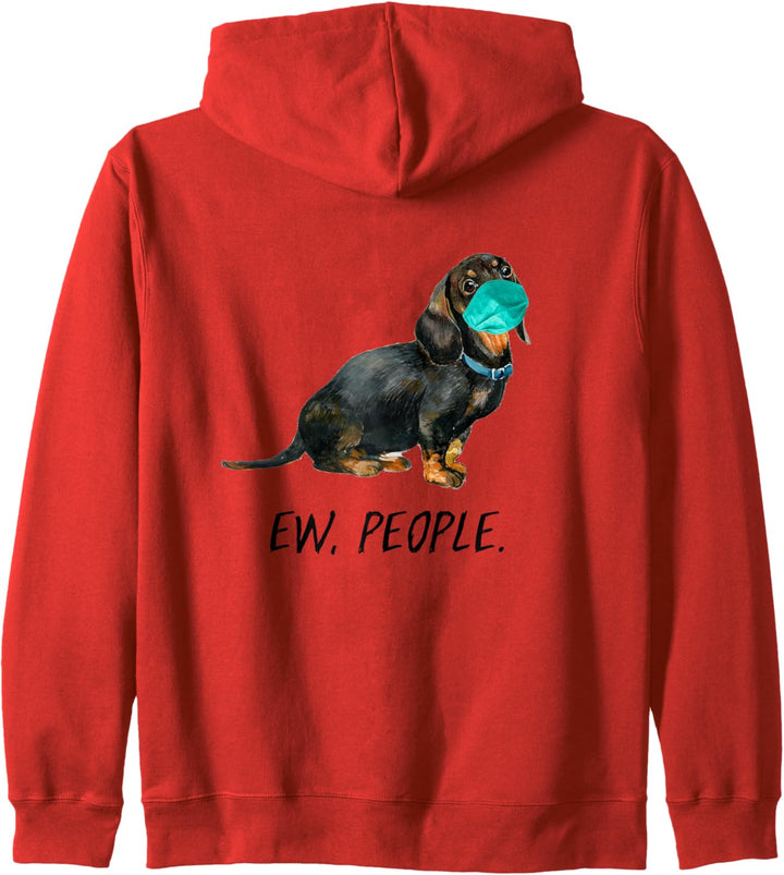 DACKEL mit Gesichtsmaske Mundschutz Hund EW PEOPLE Kapuzenjacke