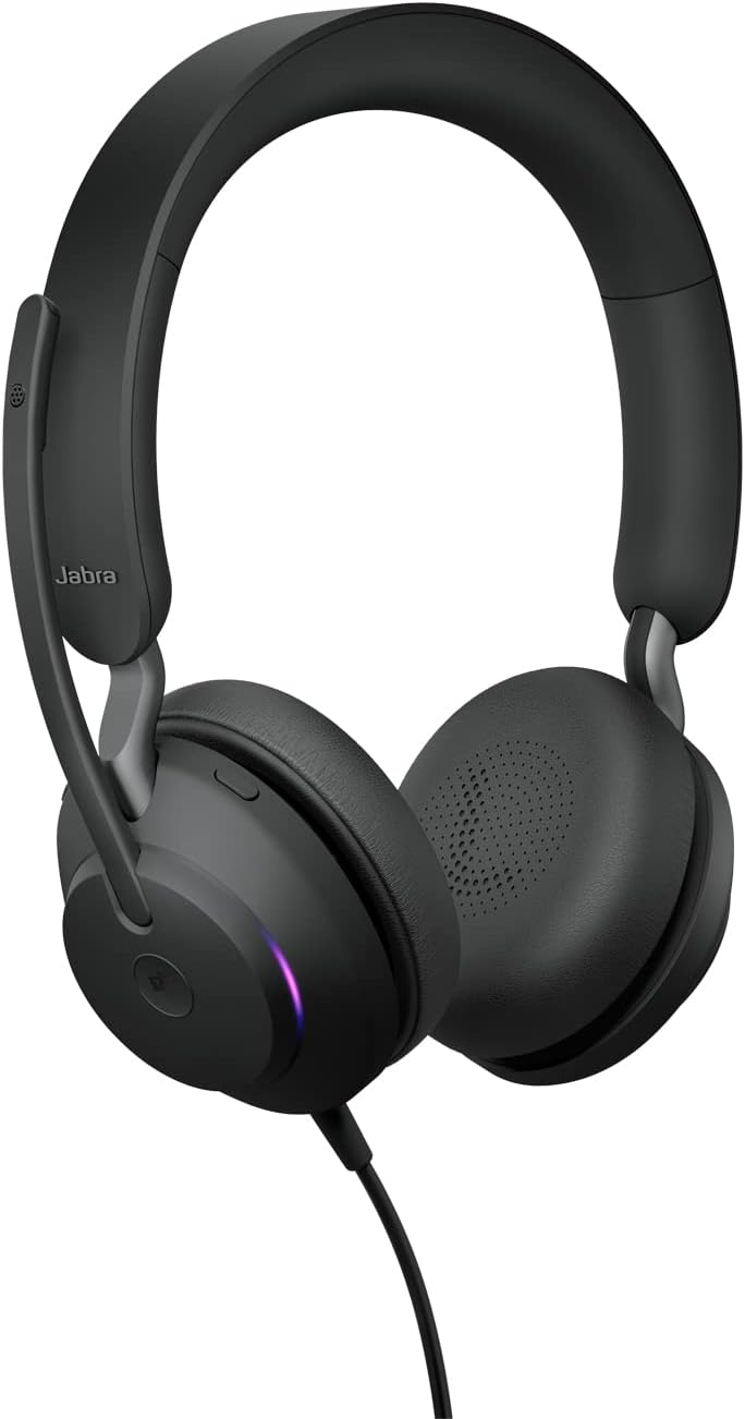 Jabra Evolve2 40 PC Headset – Noise Cancelling Microsoft Teams Certified Stereo Headphones With 3-Mi