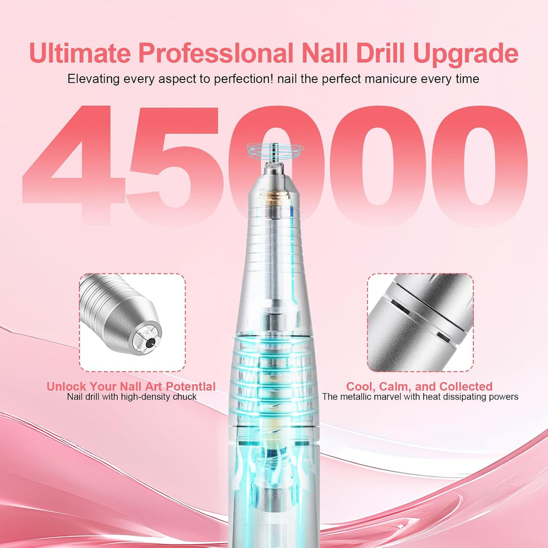 Elektrische 45000RPM Nagelbohrmaschine Wiederaufladbare Tragbare Nagelfeile Elektrische DIY Nagelboh