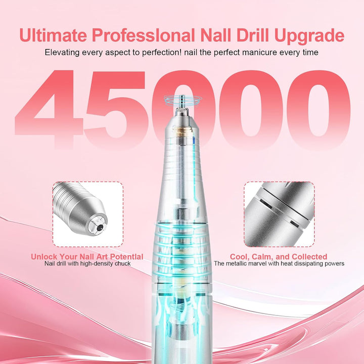 Elektrische 45000RPM Nagelbohrmaschine Wiederaufladbare Tragbare Nagelfeile Elektrische DIY Nagelboh