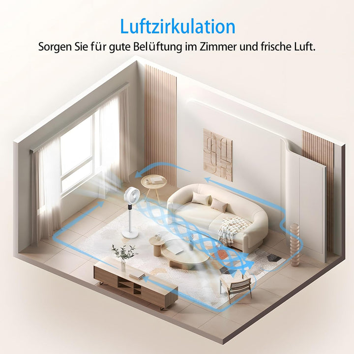 SHAVINGFUN Standventilator mit Fernbedienung, höhenverstellbar, Timer, 6 Geschwindigkeitsstufen, ide