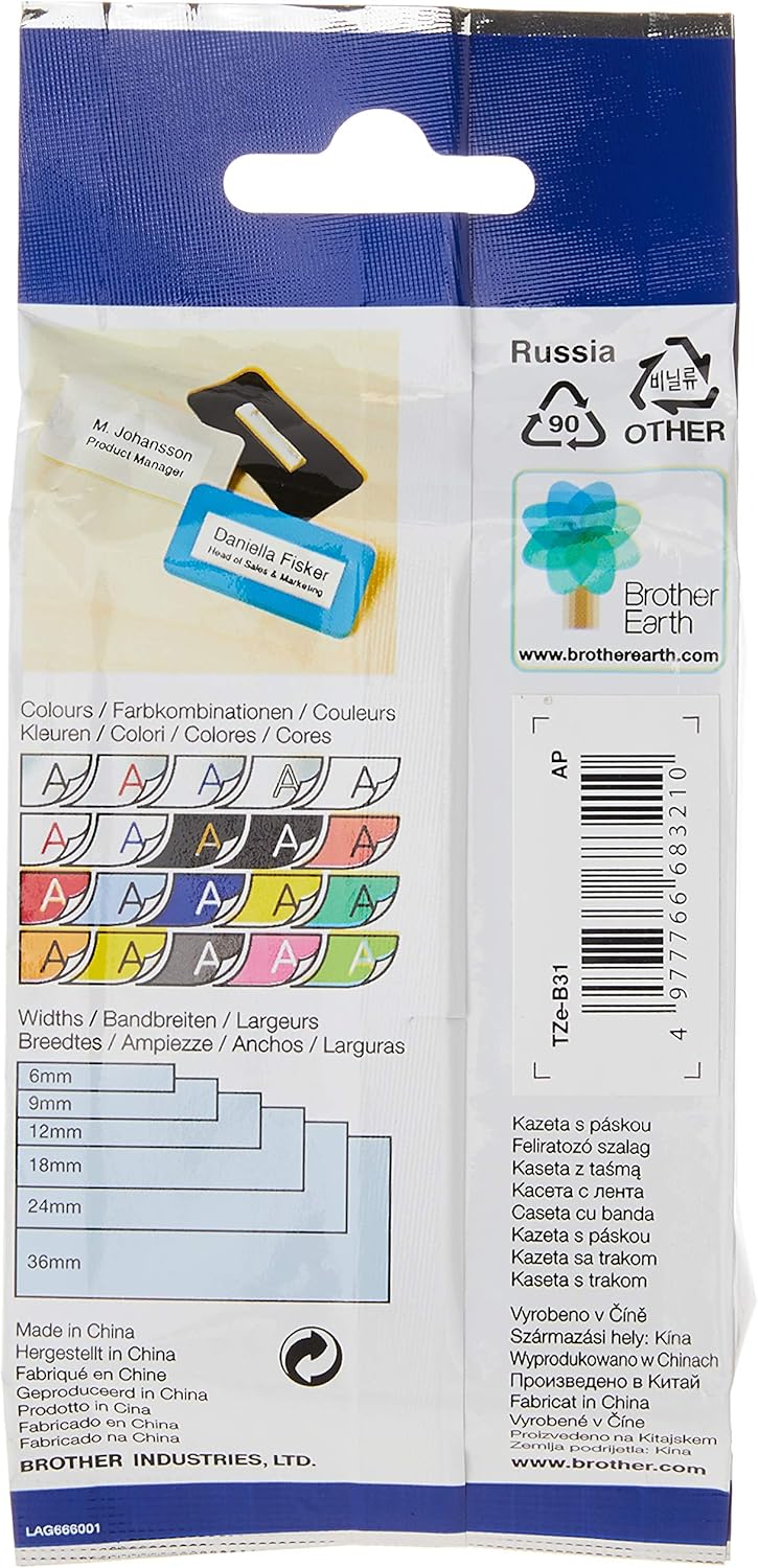 Brother tze-b31 – Bänder für Drucker Etiketten (TZ, 1,2 cm, 8 m)