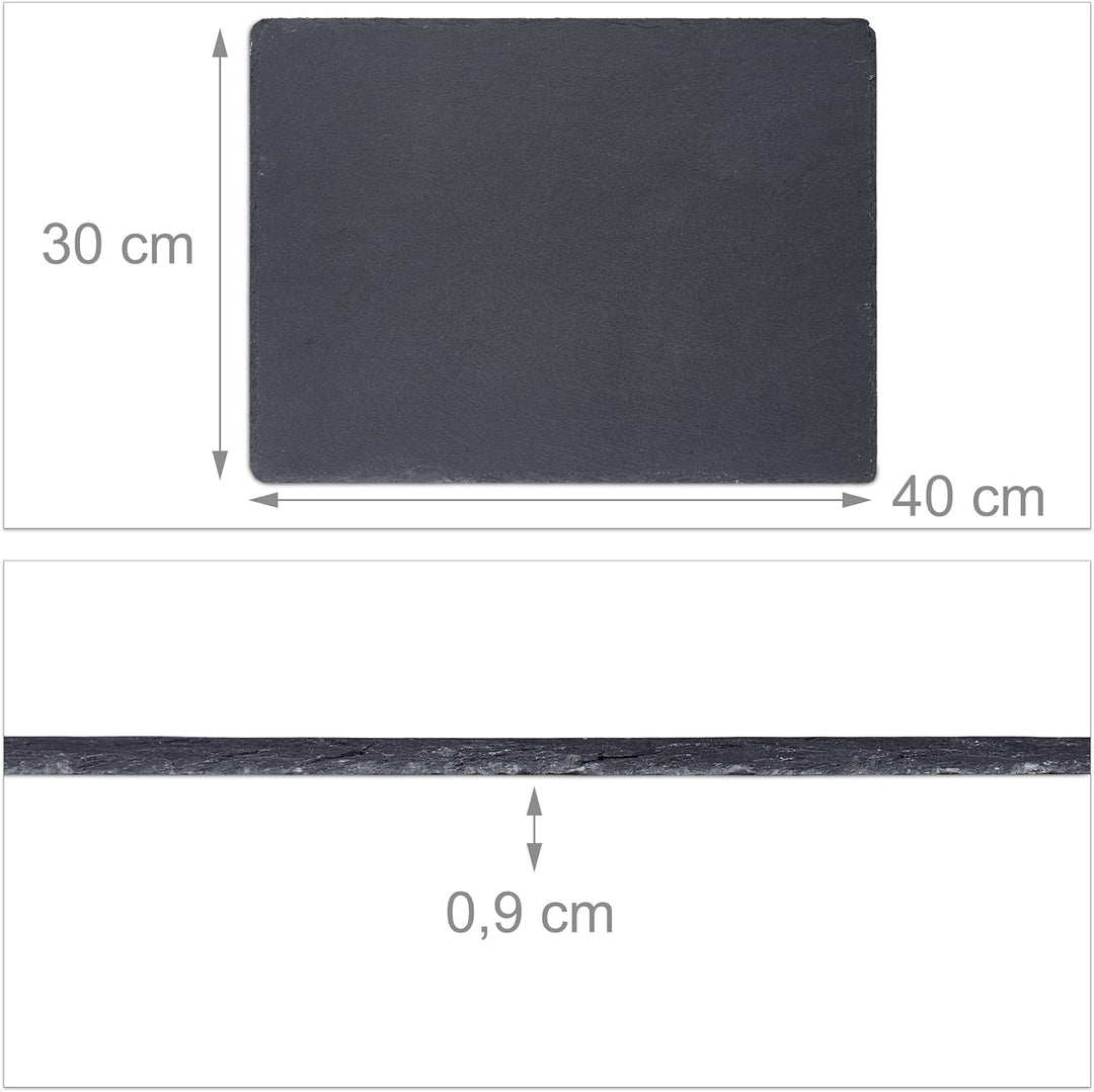 Relaxdays Schieferplatte im 6er Set, grosse Servierplatten aus Schiefer, zum Servieren & Beschriften