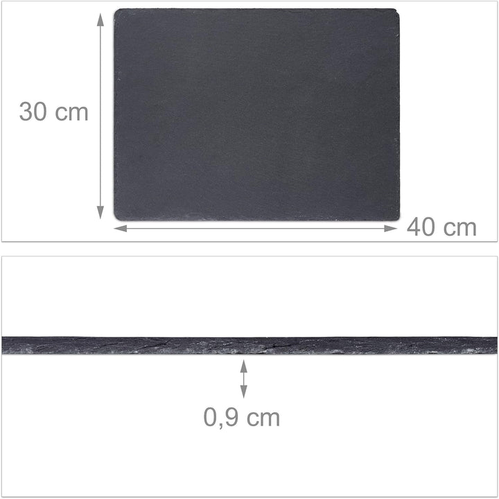 Relaxdays Schieferplatte im 6er Set, grosse Servierplatten aus Schiefer, zum Servieren & Beschriften