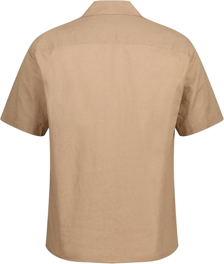 JP 1880 Herren grosse Grössen Übergrössen Menswear L-8XL Leinenmixhemd, Halbarm, Kubakragen, Modern