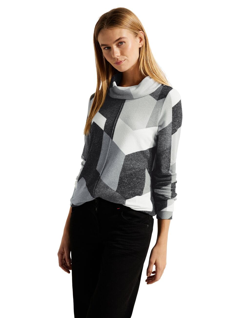 Cecil Damen Langarmshirt, Black Melange