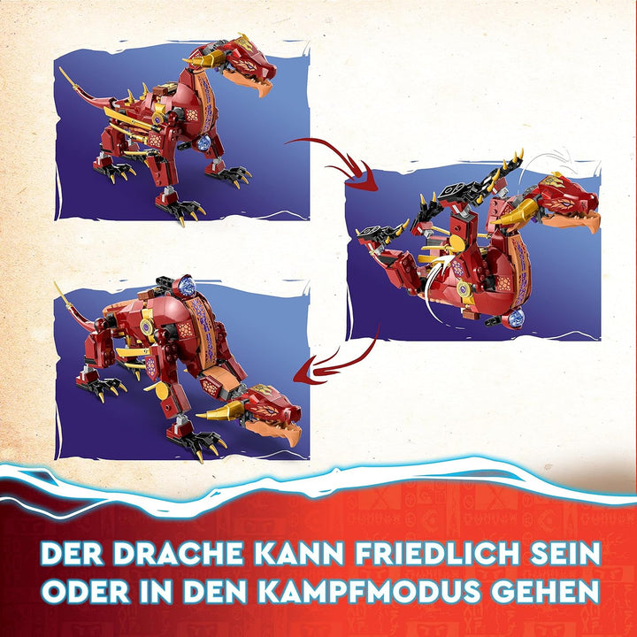 LEGO 71793 NINJAGO Wyldfires Lavadrache Fabelwesen verwandlungsfähiges Spielzeug, Drachen-Serie Set