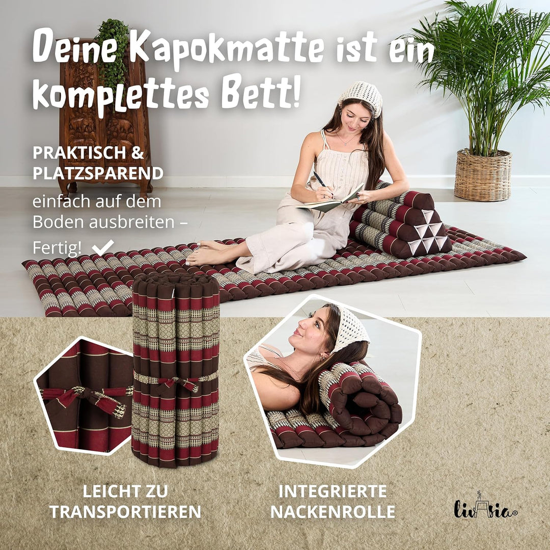 livasia Rollmatte Rollmatratze L-200x110x4,5cm, Gästebett Gästematratze 1 Person, Reisebett Kofferra