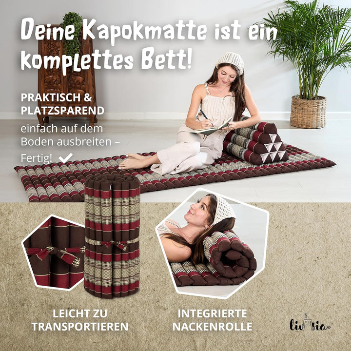 livasia Rollmatte Rollmatratze L-200x110x4,5cm, Gästebett Gästematratze 1 Person, Reisebett Kofferra
