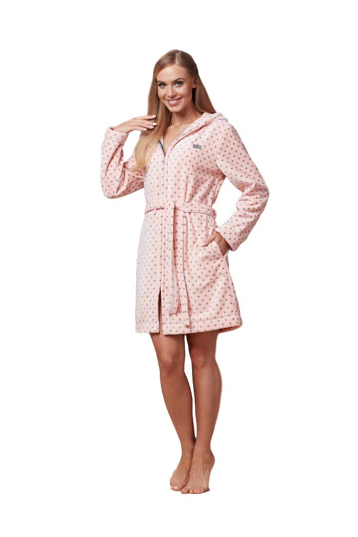 L&L-ZPPR 7119 Frottier Damen Soft Langarm Bademantel Reissverschluss Hausmantel Bademantel mit Kapuz
