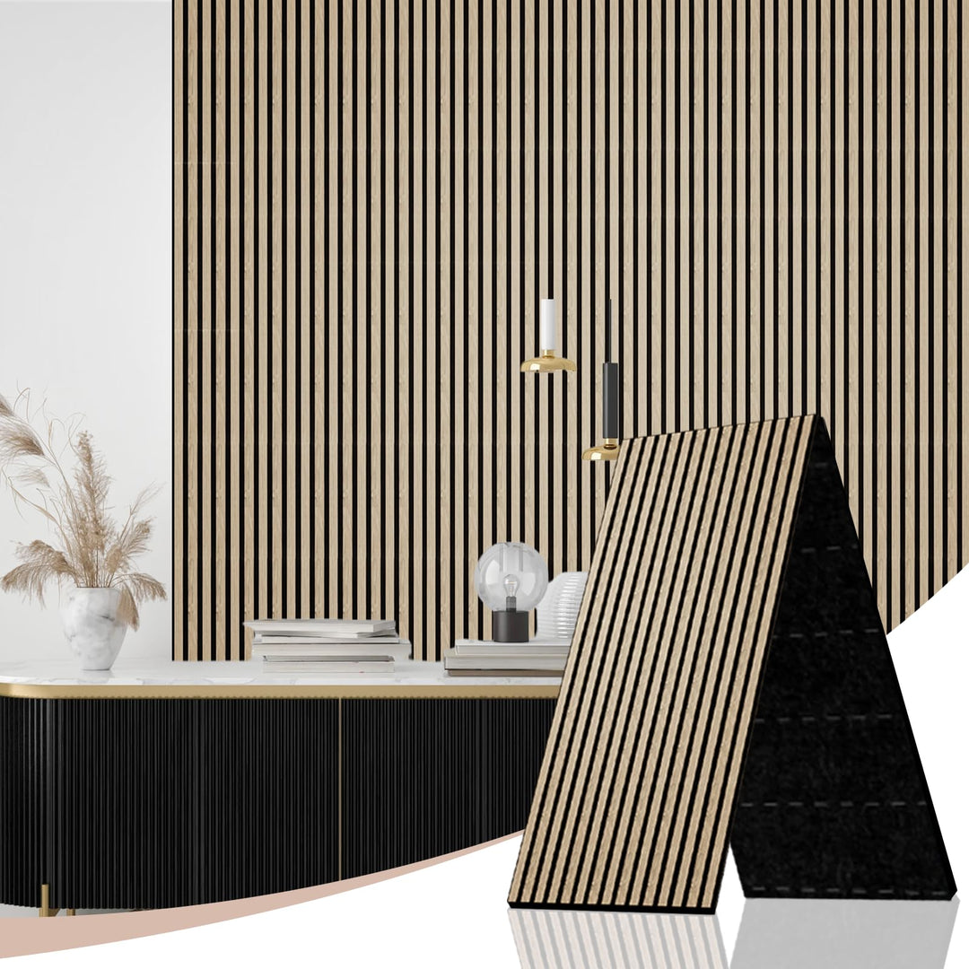 AKK-STAVE Akustikpaneele Holz 240x60 cm (1er-Set 1,44 m²) - Akustik Paneele &amp; Holzpaneele Wand für S