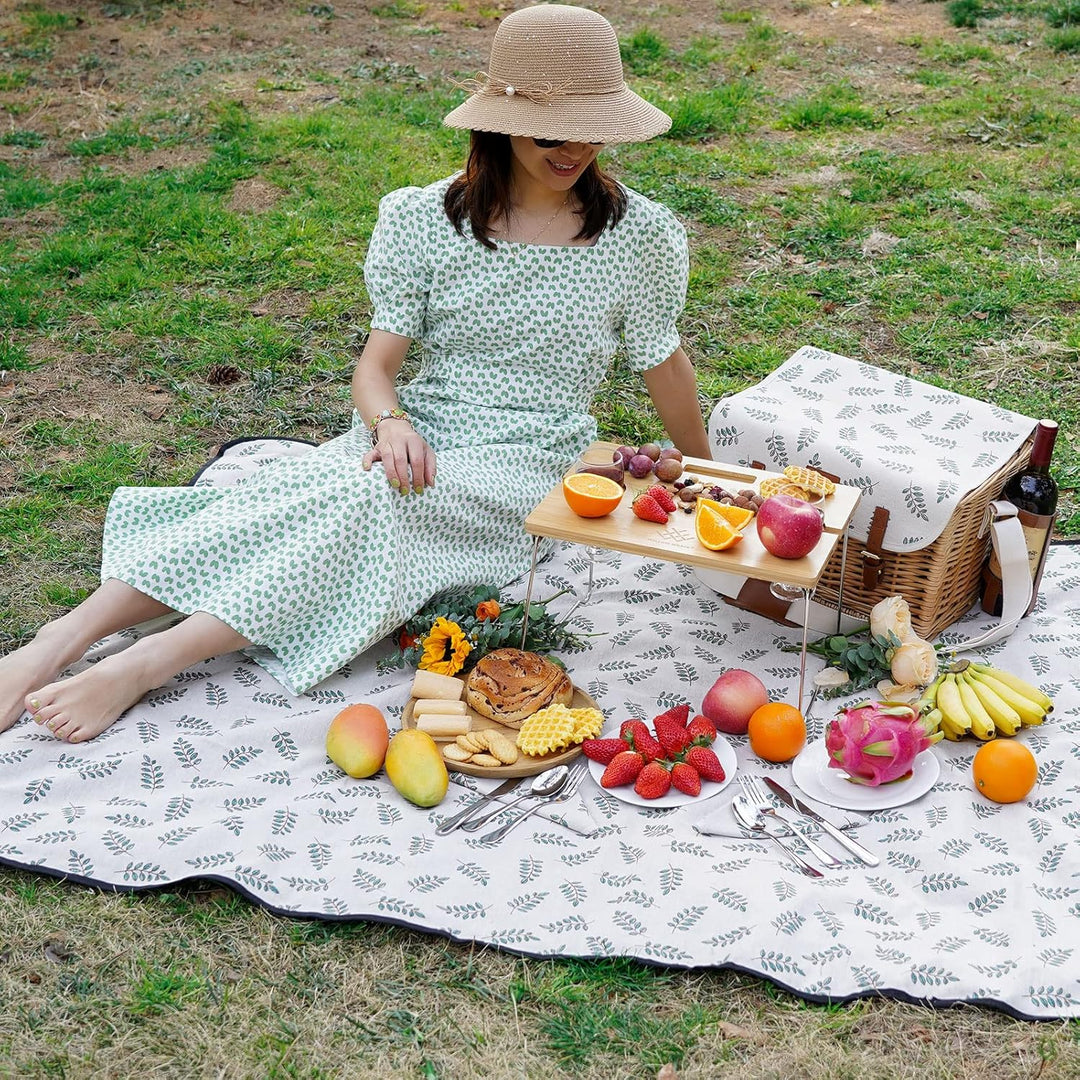 Picknickkorb mit Tisch, Picknickkorb Set für 2, Weidenkorb mit Weinhalter, Weidenkorb Picknick-Set m