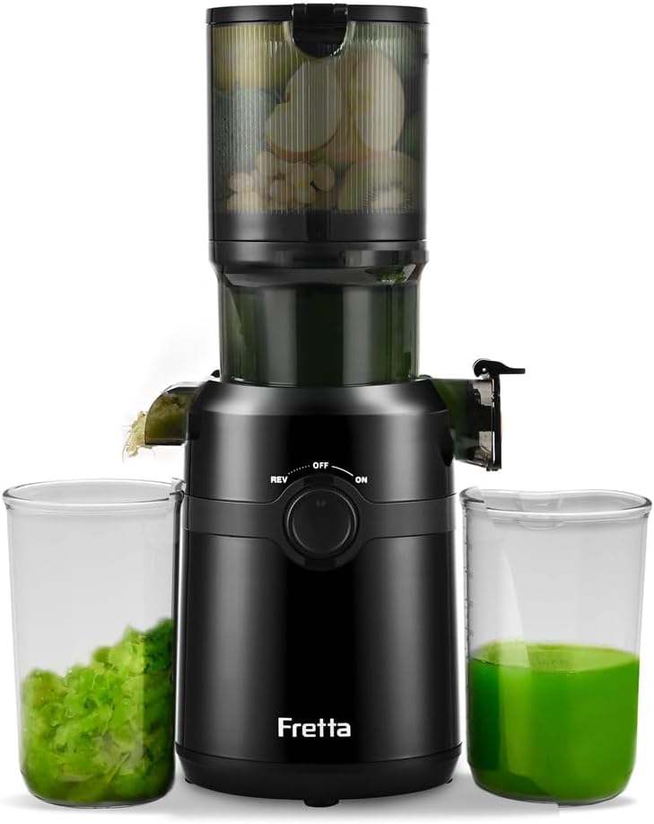Entsafter Gemüse und Obst Testsieger,Fretta 200W Entsafter Slow Juicer,Entsafter Elektrisch,108-mm F
