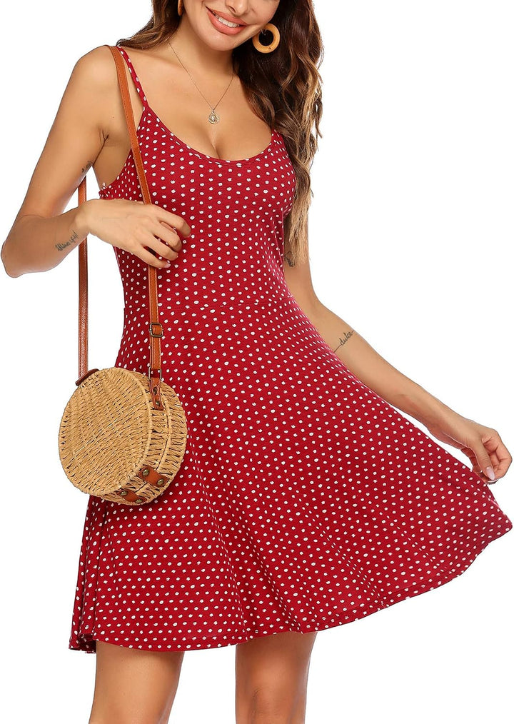 UNibelle Damen Sommerkleid Blumenmuster Kleid V-Ausschnitt Strandkleid Verstellbaren Spaghettiträger