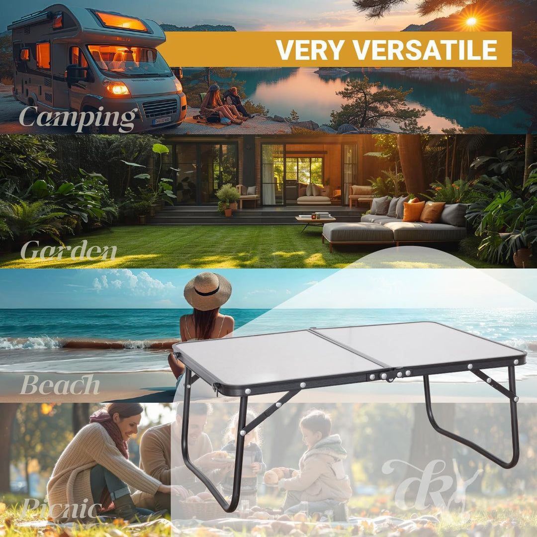 Campingtisch Tamme, Kleiner Falttisch aus Aluminium, Wetterfest für Garten, Camping und Reisen, 60 x