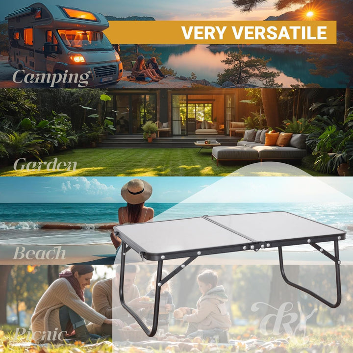 Campingtisch Tamme, Kleiner Falttisch aus Aluminium, Wetterfest für Garten, Camping und Reisen, 60 x