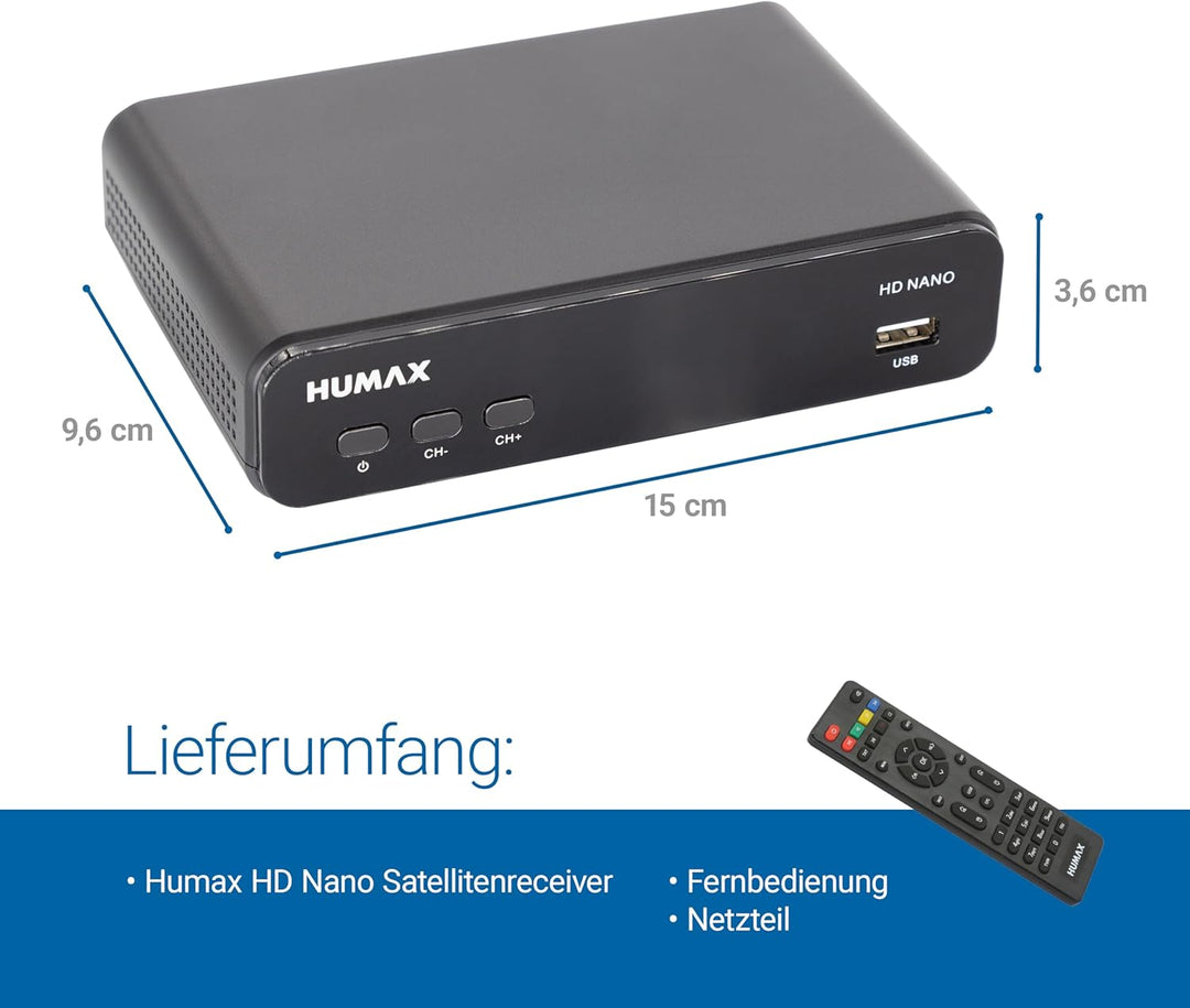 Humax Digital HD Nano Digitaler HD Satellitenreceiver 1080P Digital HDTV Sat-Receiver mit 12V Netzte