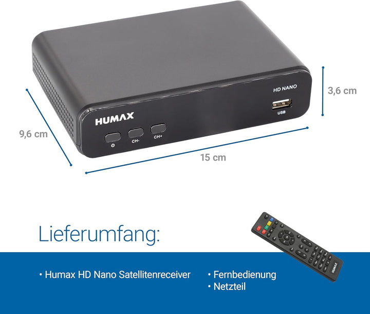 Humax Digital HD Nano Digitaler HD Satellitenreceiver 1080P Digital HDTV Sat-Receiver mit 12V Netzte