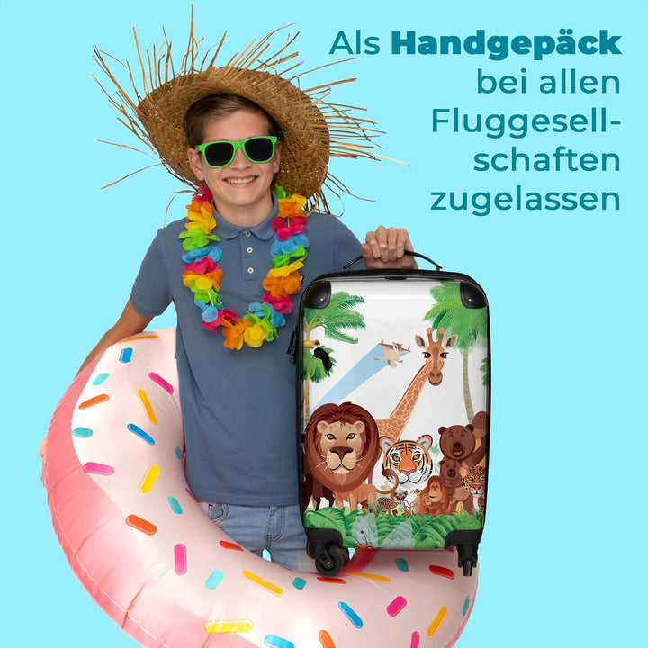 NoBoringSuitcases.com® Kinder Reisekoffer Koffer fürs Handgepäck Trolli Geschenke - Tiger - Dschunge