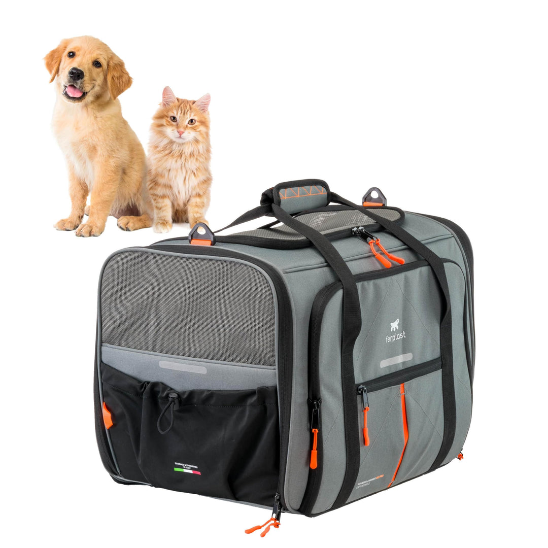 Ferplast Hundebox Voyager Carrier, Transportbox Katze, Hundetasche, verstellbare Griffe und Schulter
