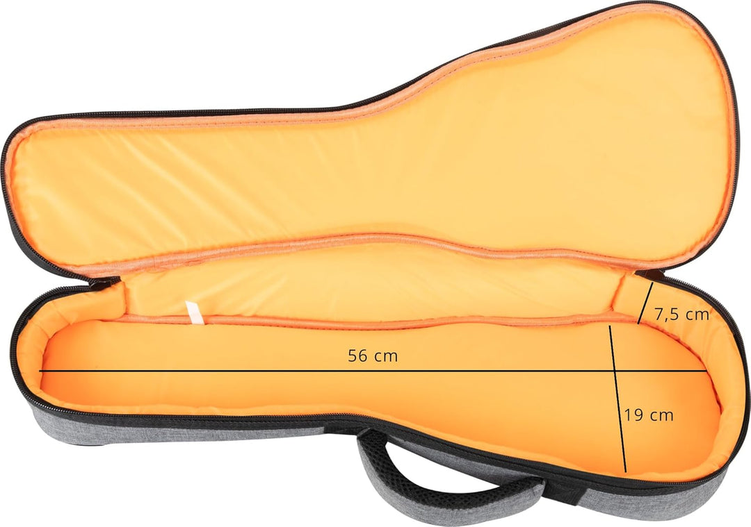 Rocktile Tasche für Sopran-Ukulele Grau - Gigbag für Sopran-Ukulele - Maximale Innenmasse (LxBxH): 5