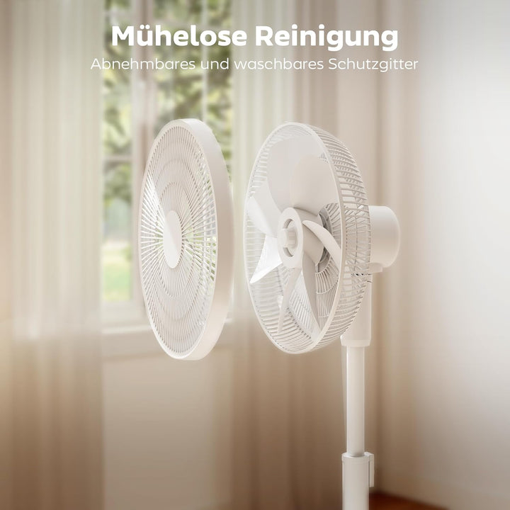 HOMCOM Standventilator, 85-108 cm Höhenverstellbar Bodenventilator mit 12 Geschwindigkeiten, DC Moto