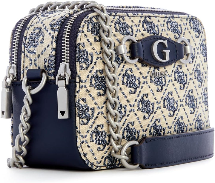 GUESS Damen Izzy Umhängetasche, Kameratasche, Navy Logo