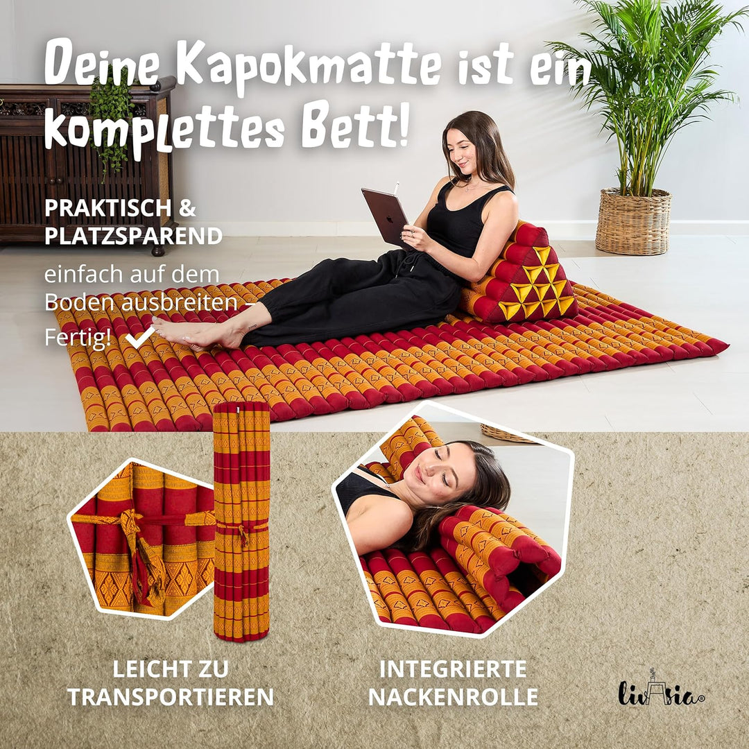 livasia Rollmatte Rollmatratze L-200x110x4,5cm, Gästebett Gästematratze 1 Person, Reisebett Kofferra