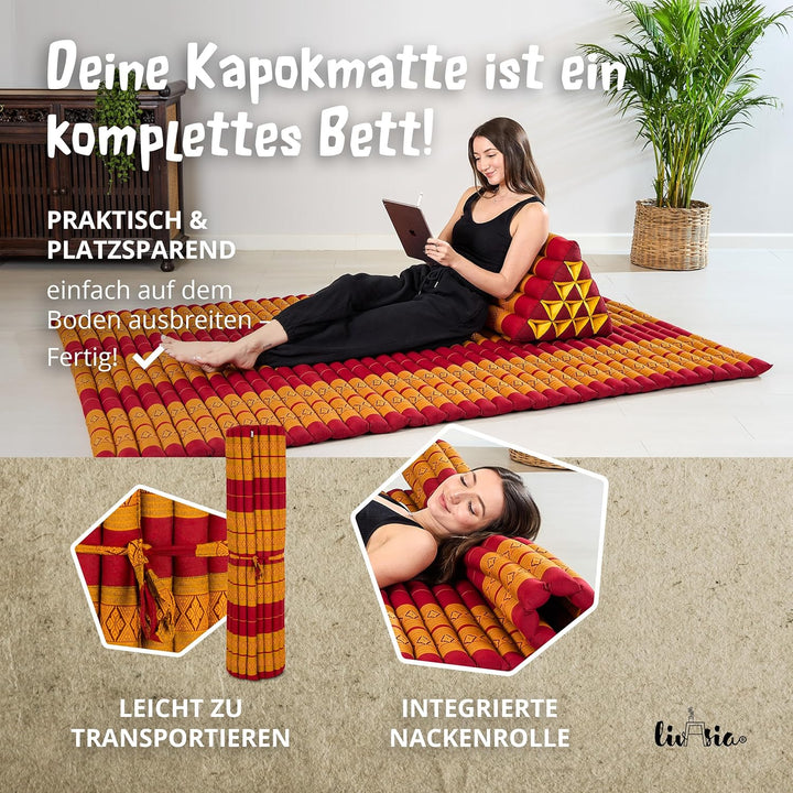 livasia Rollmatte Rollmatratze L-200x110x4,5cm, Gästebett Gästematratze 1 Person, Reisebett Kofferra