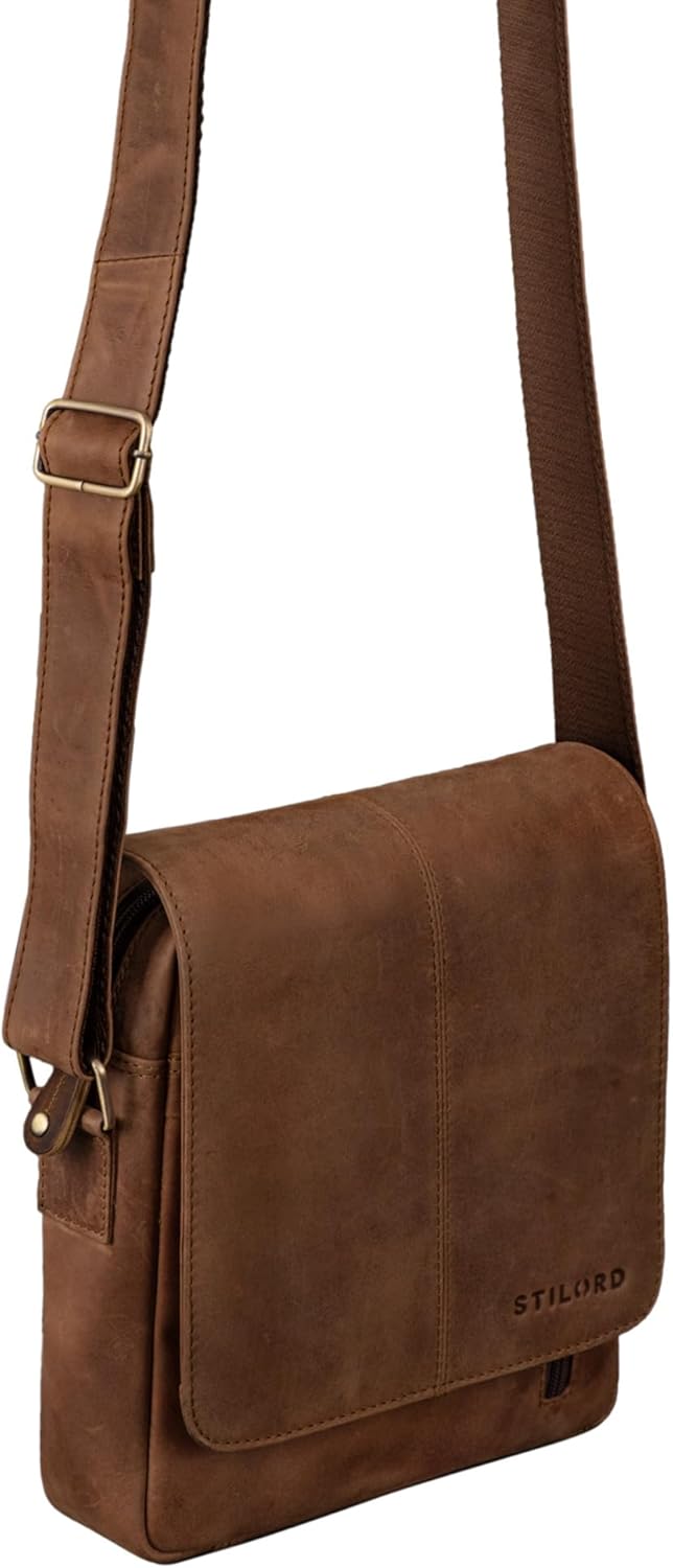 STILORD 'Matt' Ledertasche Männer klein Vintage Umhängetasche Schultertasche Herrentasche für 9,7 Zo