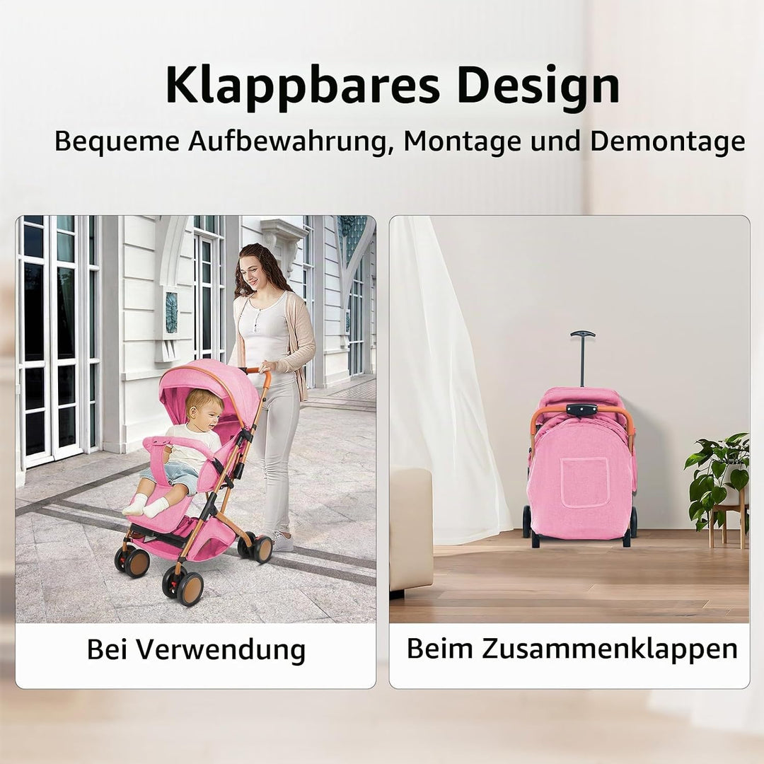 Buggy, kompakter Kinderwagen, 0-4 Jahre, leicht und handlich, mit einer Hand faltbar, neigbare Rücke