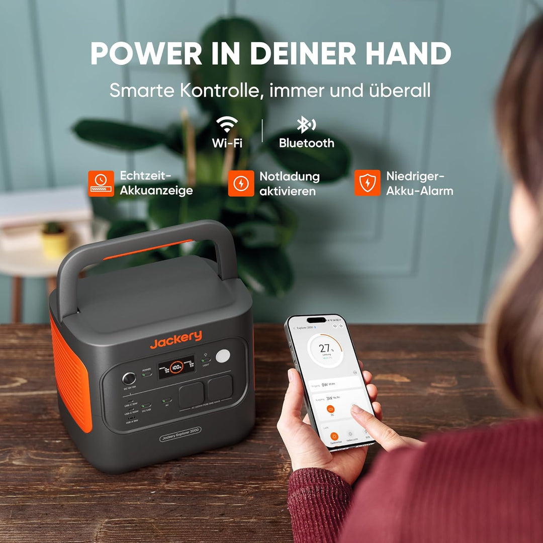 Jackery 2000 v2 Tragbare Powerstation mit 2 * 100W Solarpanel, 2042Wh Solargenerator mit 2200W Ausga