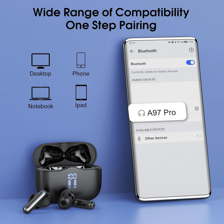 Bluetooth Kopfhörer, In Ear Kopfhörer Kabellos Bluetooth 5.4 mit 4 ENC Noise Cancelling Mics, 2025 K