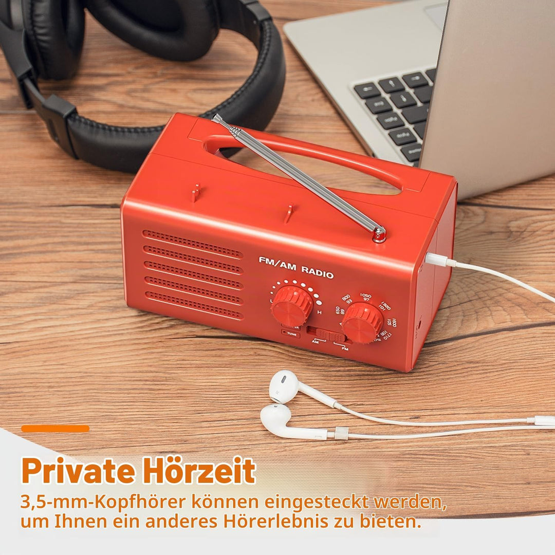 Transistorradio – AM FM Tragbares Radio mit Bestem Empfang, Eingebautem Lautsprecher, Kopfhöreransch