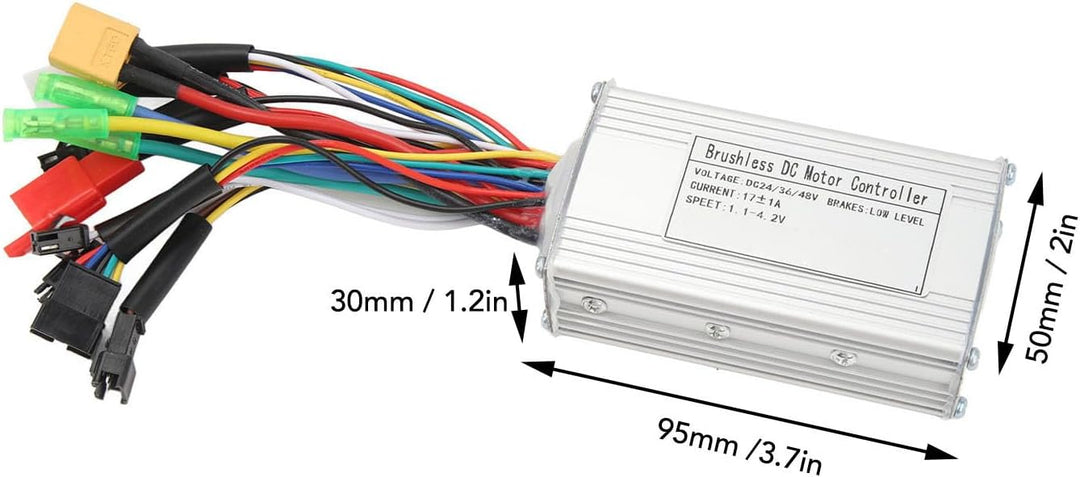 BuyWeek E-Bike Brushless Motor Controller Kit, DC 24V 36V 48V 250W-350W 17A 3 Modus Sinuswellen Regl