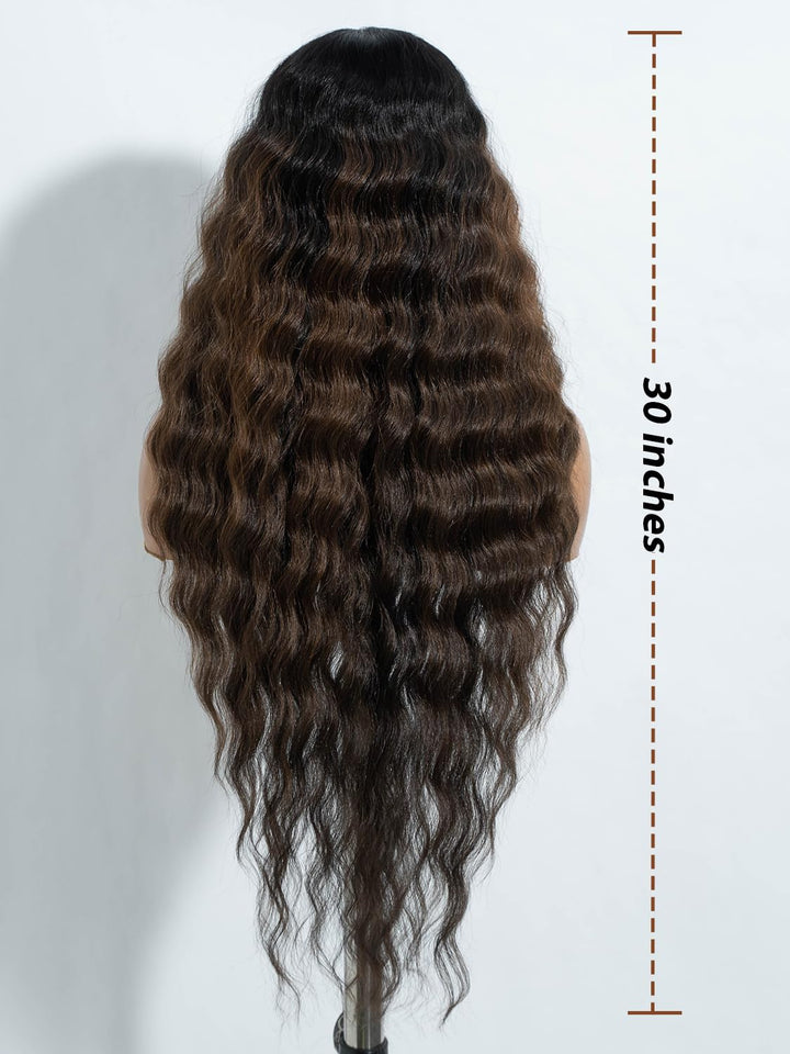 Joedir 76cm Spitze Front Perücken lang gewellt synthetische Perücke für Frauen OM430P, OM430P