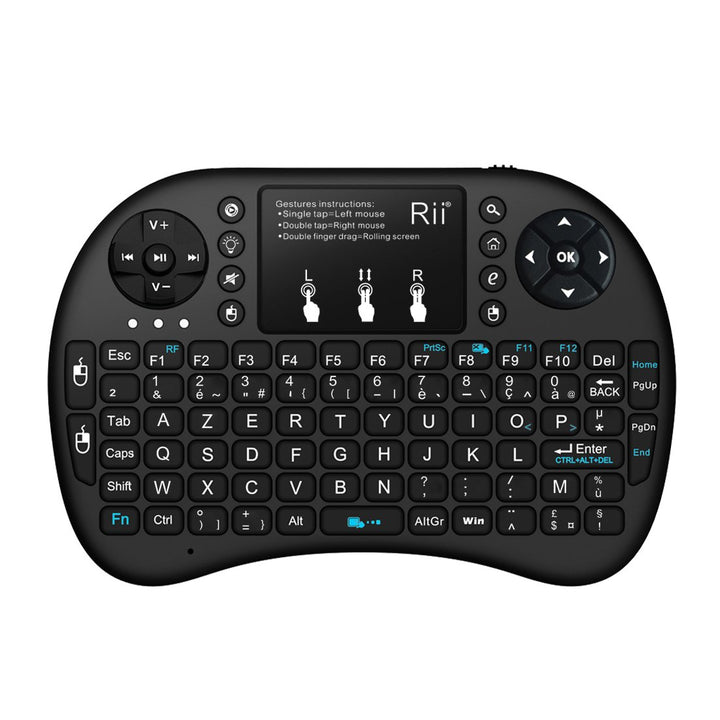 Rii Mini i8 + Wireless (AZERTY) – Mini Tastatur Französische beleuchtetes ergonomisch, kabellos, mit