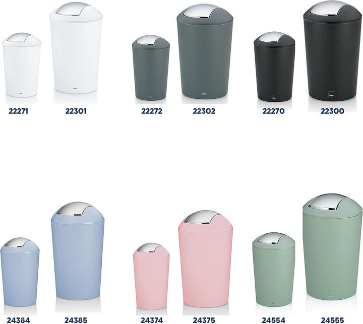 kela Schwingdeckeleimer grau, Kosmetikeimer 5l mit Schwingdeckel, Kunststoff, MARTA, Mülleimer Badez