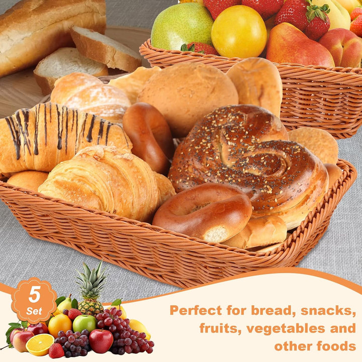 5er Set Brötchenkorb Geflochten Brotkorb Stapelbarer Brotkörbchen Modern Brotkörbe Hochwertiger Obst