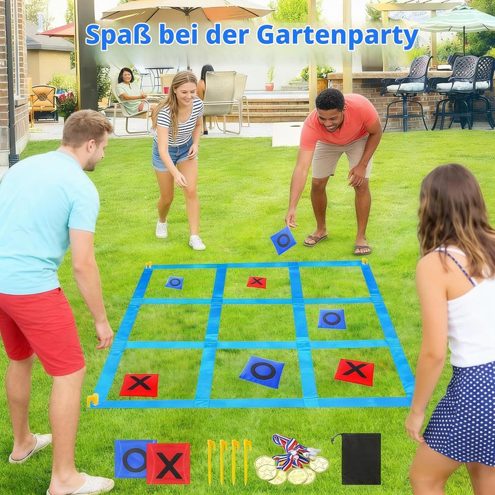 Riesiges Tic Tac Toe 1.2m Outdoor Spielset mit Sitzsäcken – Sackwerfen Spiel für Garten, Strand &amp; Ca