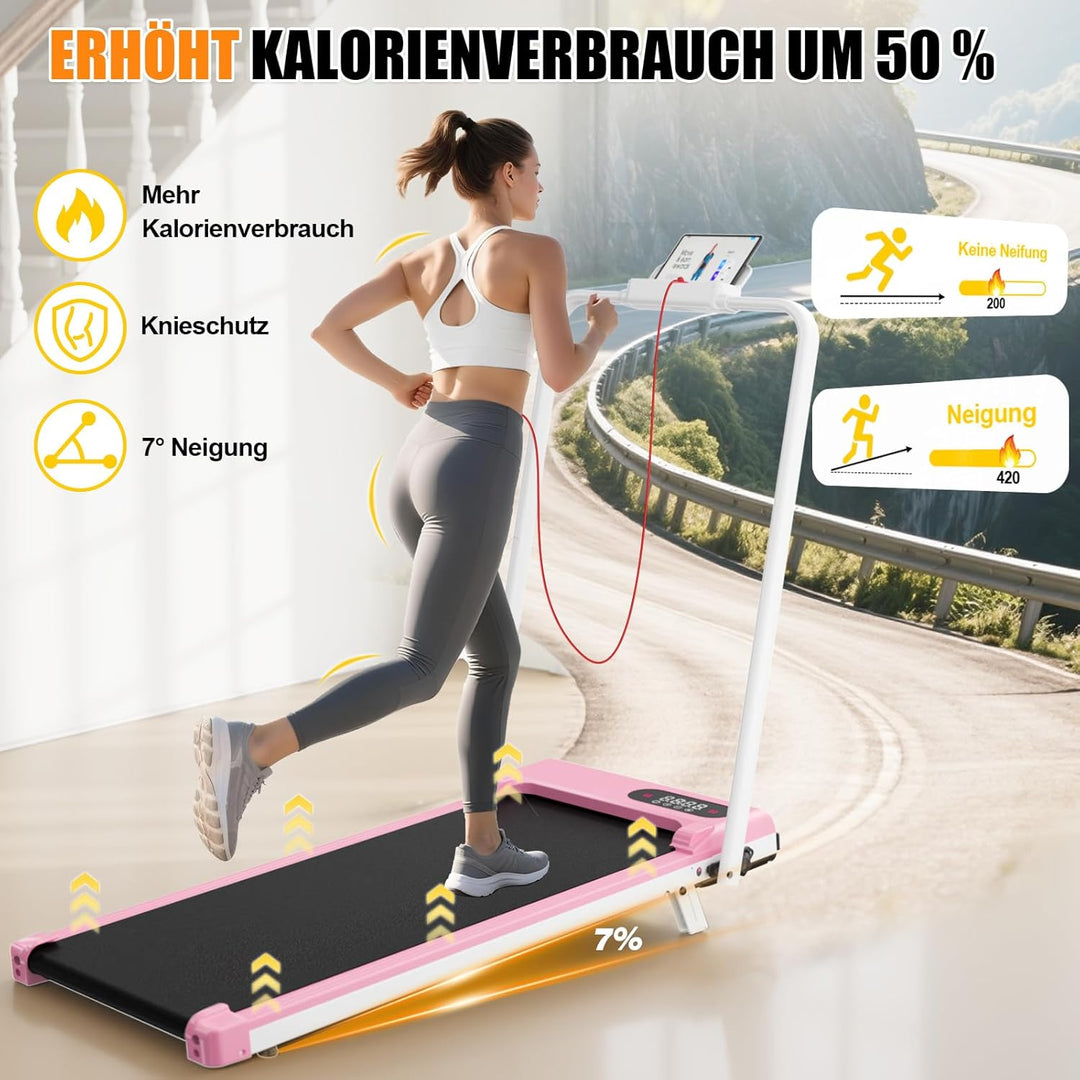 HomeFitnessCode Laufband mit Neigung für Zuhause - Walking Pad Laufpad mit Steigung Walkpad Untertis