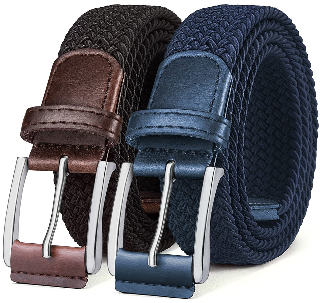 BULLIANT Elastischer Flechtgürtel 2er, Gürtel Herren 35mm | Herren &amp; Damen Geflochten Stretch Golf S