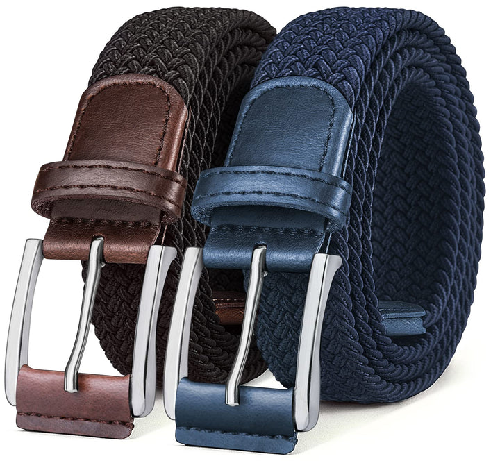 BULLIANT Elastischer Flechtgürtel 2er, Gürtel Herren Damen Stoffgürtel Geflochten Stretchgürtel Golf