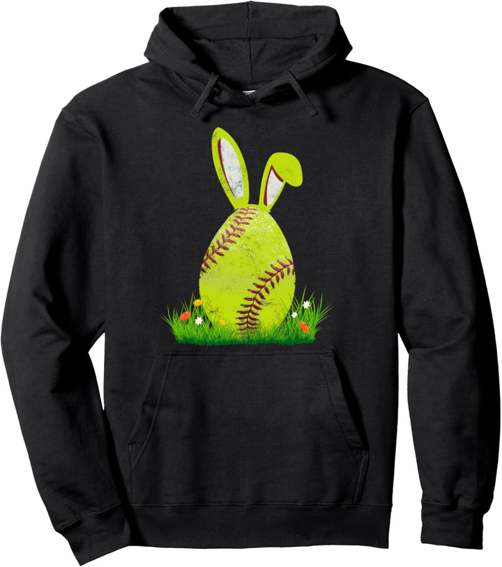 Softball Osterei Geschenk Hase Ohren Kaninchen Sport Team Pullover Hoodie